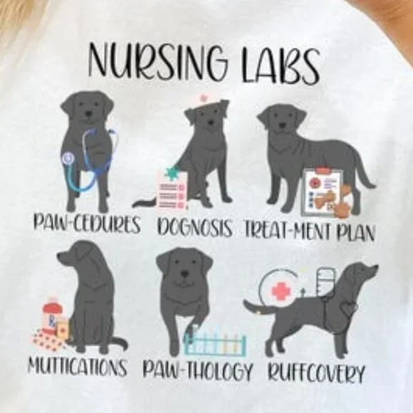 Nurse Funny Dog Shirt, Black Lab Dogs Nursing Pups Tee - Picture 2 of 3